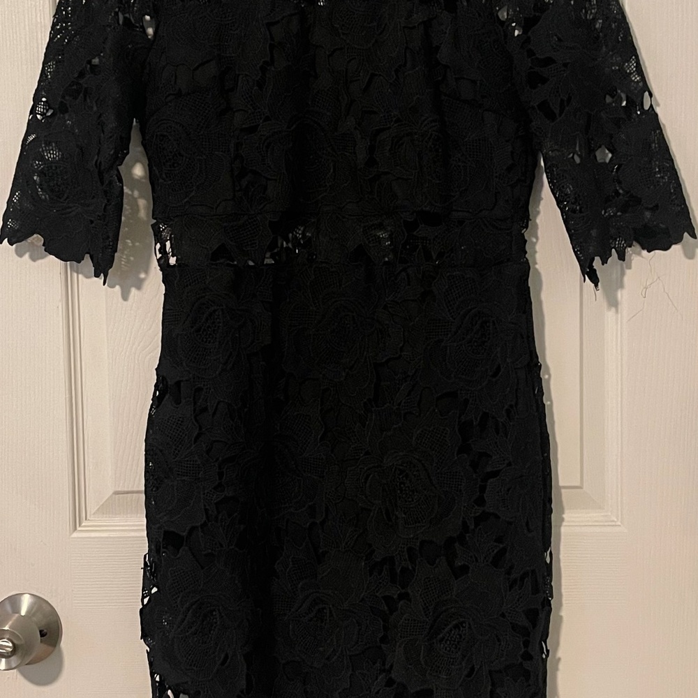 Sexy Black Dress with Lace Overlay